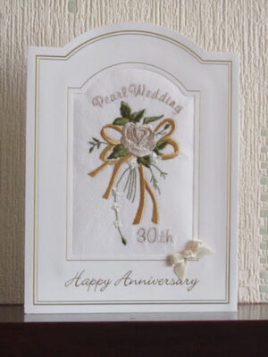 Pearl Wedding Anniversary Card - Rose Bouquet