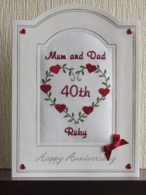Ruby Wedding Anniversary Card - Hearts