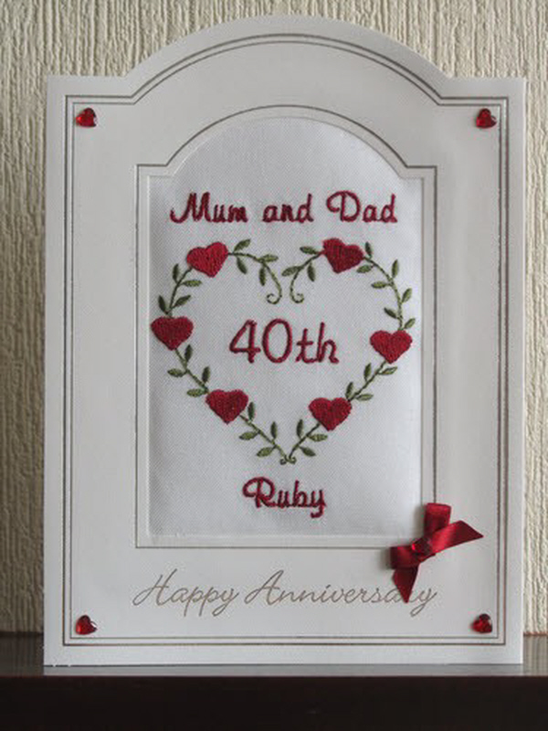 Ruby Wedding Anniversary Card - Hearts