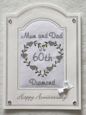 Diamond Wedding Anniversary Card - Hearts