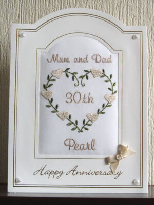 Pearl Wedding Anniversary Card - Hearts