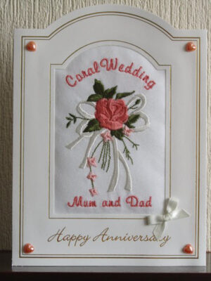 Coral Wedding Anniversary Card - Rose Bouquet