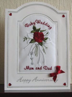 Ruby Wedding Anniversary Card - Rose Bouquet