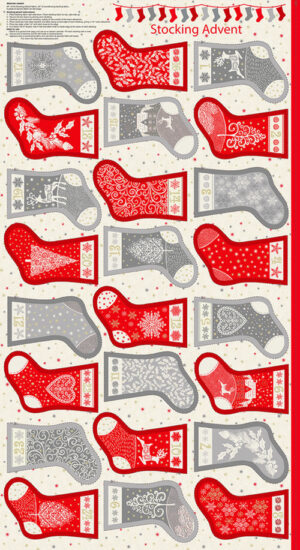 Panel - Scandinavian Small Stockings Bunting Fabric Advent Calendar