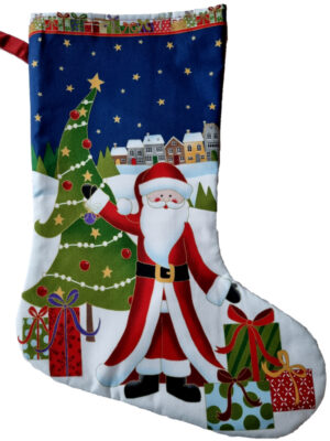Large Christmas Stocking - Father Christmas and Tree