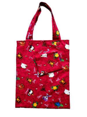 Cute Animals (Red) - Children's Tote Bag and Purse