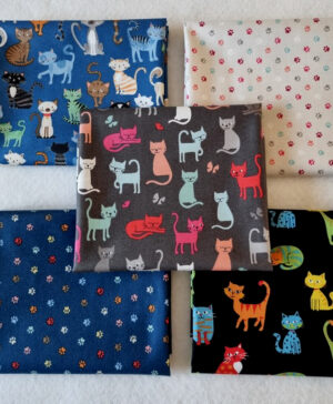 Cat and Paw Print Fabrics - 5 x Fat Quarter Set
