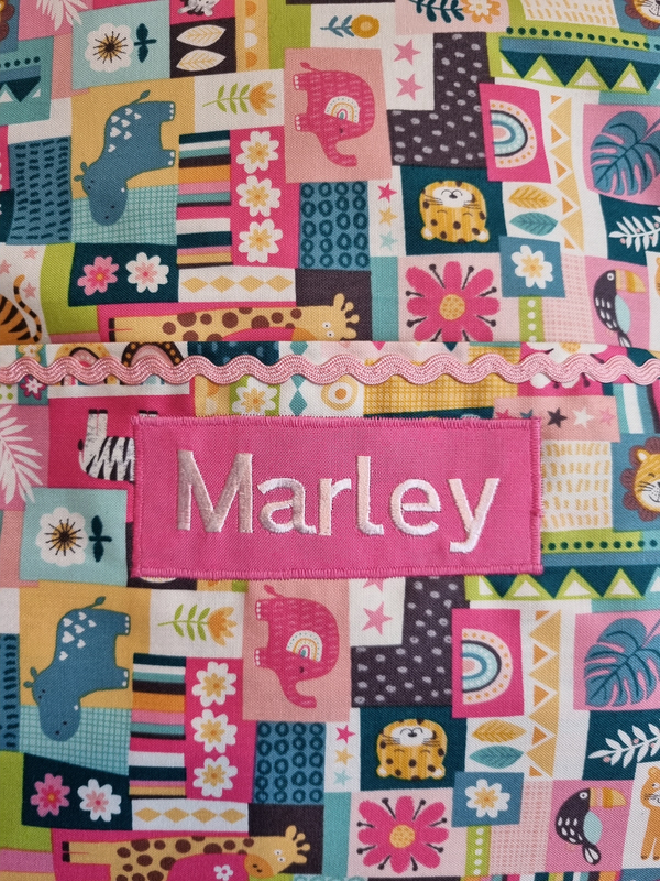Book Cushion - Jungle Animals in Pink Multicolour Blocks - Image 2