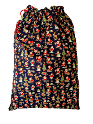 Large Christmas Sack - Santa on Navy Blue