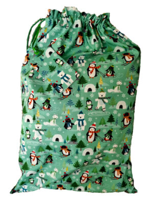 Large Christmas Sack - Snowman and Penguin