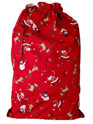 Large Christmas Sack - Santa, Rudolf and Snowman