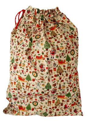 Large Christmas Sack - Christmas Icons on Cream