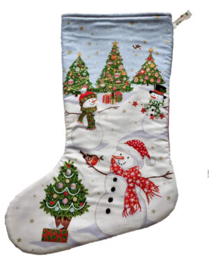 Large Christmas Stocking - Snowmen and Christmas Trees