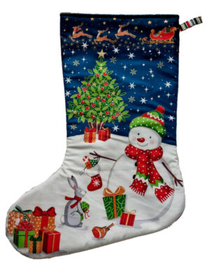 Large Christmas Stocking - Snowman and Rabbit