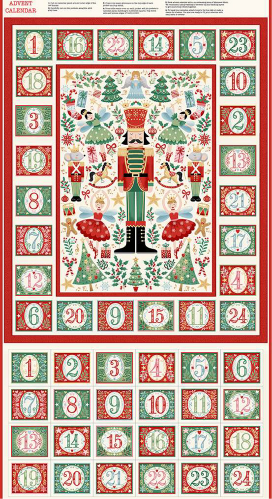 Panel - Nutcracker Fabric Advent Calendar - Red
