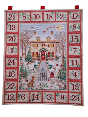 Country Christmas House Fabric Advent Calendar - Red
